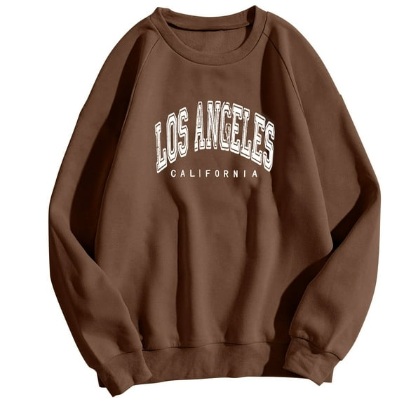 Going Out Tops for Women Fall Long Sleeve Hoodless Letters Sweatshirts Sweatshirts Button Down Lightweight Womens T Shirts Dressy Casual Brown S