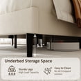 thumbnail image 5 of Bellemave King Size Bed Frame, Velvet Upholstered Platform Bed with Height-Adjustable Headboard, No Box Spring Required, Beige, 5 of 8