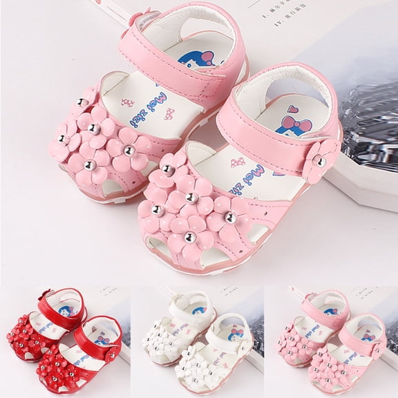 dgysar Girls Flower LED Lighted Sandals Summer Open Toe Floral Decor Soft Sole Breathable Non-slip for Daily Outdoor Party Casual Use White 15