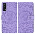 thumbnail image 3 of Asuwish Compatible with TCL Stylus 5G 2022 Wallet Phone Case and Tempered Glass Screen Protector Flip Credit Card Holder Stand Mandala Flower Cell Cover for TLC Stylo G5 6.81 T779W Women Men Purple, 3 of 8
