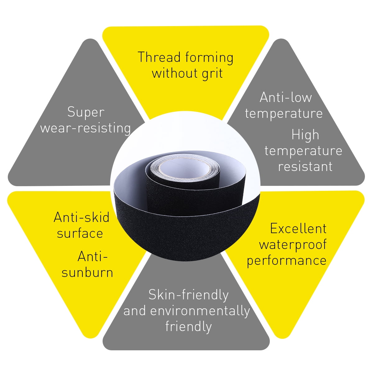YSNOOWE Stair Decking Tape Black PVC Anti Floor Tape for Steps and Ramps