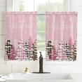 thumbnail image 3 of Pink Christmas Tree Kitchen Curtain 2 Panels Curtains 45 Inch Length, Winter Xmas Tree Snowflake Curtains Rod Pocket Curtains Window Drapes Treatment Window Cafe Curtains, 3 of 5