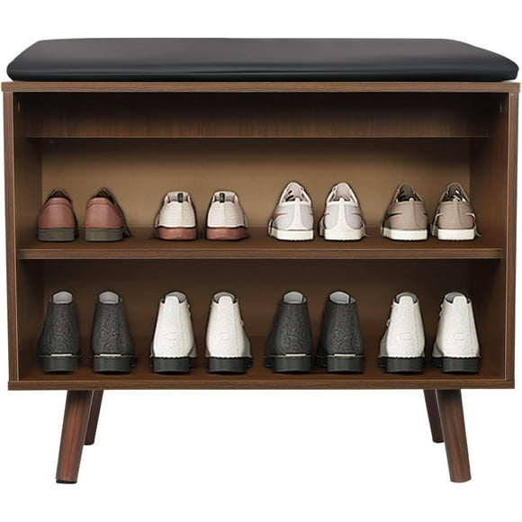 Shoe Bench 2-Tier Shoe Storage Stool with Cushion, Shoe-Changing Bench Shoe Storage Bench for Hallway Living Room Entryway