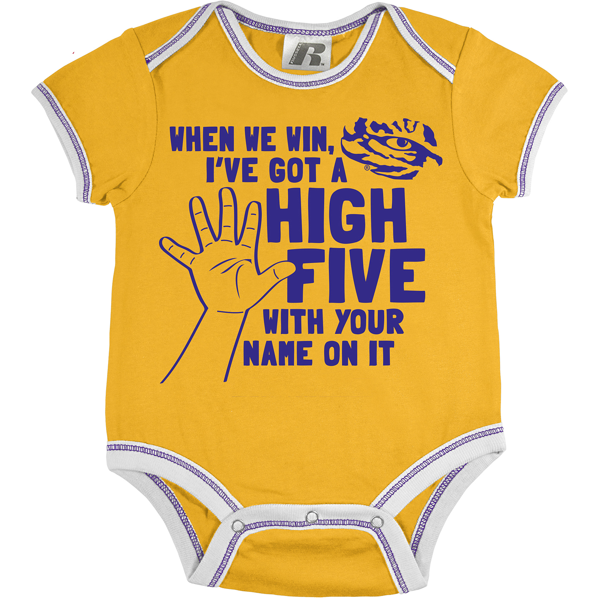 NCAA Russell NCAA LSU Tigers, Baby 3 Piece Short Sleeve Bodysuit Set