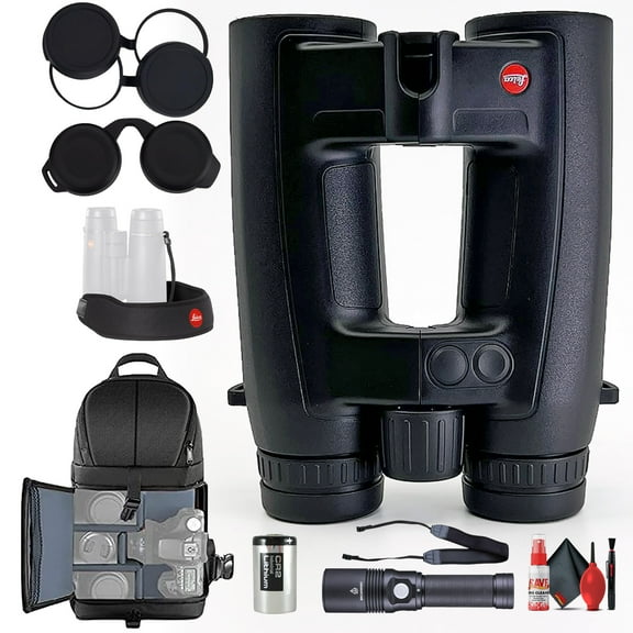 Leica 8x42 Geovid 3200.COM Rangefinder Binocular   Padded Backpack   Flashlight   6Ave Cleaning Kit