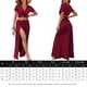 thumbnail image 2 of Trajes De Verano De 2 Piezas Conjunto de falda de 2 piezas para mujer Falda corta asimétrica Traje de vacaciones de color sólido Cgtredaw Vino Tinto L para Mujer, 2 of 6