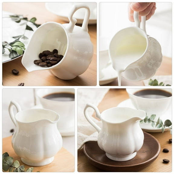 GAXIRE White Ceramic Small Creamer Jug, Pitcher for Coffee, Tea, Home, Restaurant, and Table Use