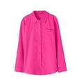 thumbnail image 5 of Scyoekwg Womens Long Sleeve Tops Pullover Tops Loose Solid Color Fall Clothes Turndown Collar Button Shirts Trendy Dressy Casual Womens Clothes(Hot Pink,S), 5 of 7
