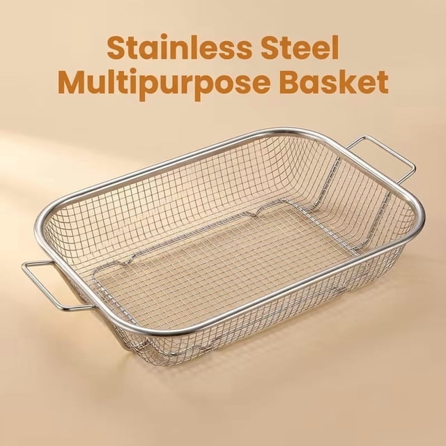 Cesta Multifuncional de Acero Inoxidable 40x24x6cm Plata