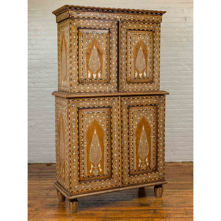 Old Indian Bone Inlay Teak Chest - Ca 1900 Old Indian Bone Inlay Teak Chest - Ca 1900
