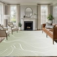 thumbnail image 2 of 8x10 Area Rugs for Living Room, Sage Green Geometric Non Slip Area Rugs for Kitchen Bedroom Entryway, Modern White Stripe Distortion Art Washable Carpet Runner Rug Floor Mats for Bedroom Home Decor, 2 of 9