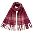 thumbnail image 4 of Bibifish Womens Scarf Trendy Plaid Pattern Soft Warm Fuzzy Scarf With Fringes Comfy Ladies Winter Daily Wear Trendy Chunky Knit Scarf, 4 of 4