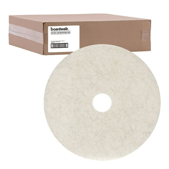 Boardwalk BWK4024NAT 24 in. Diameter Natural Burnishing Floor Pads - White (5/Carton)