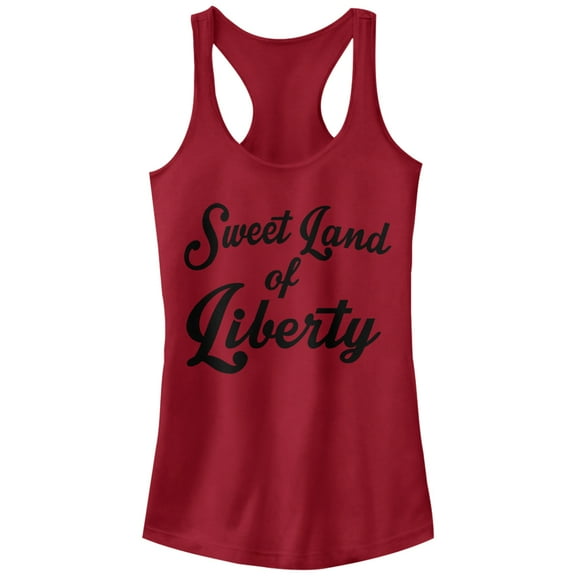 Junior's Lost Gods Fourth of July  Sweet Land of Liberty  Racerback Tank Top Scarlet 2X Large