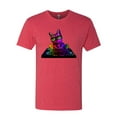 thumbnail image 2 of Neon Retro Rainbow DJ MC Hip Hop Cat | Mens Cat Lover Premium Tri Blend T-Shirt, Vintage Red, Small, 2 of 4