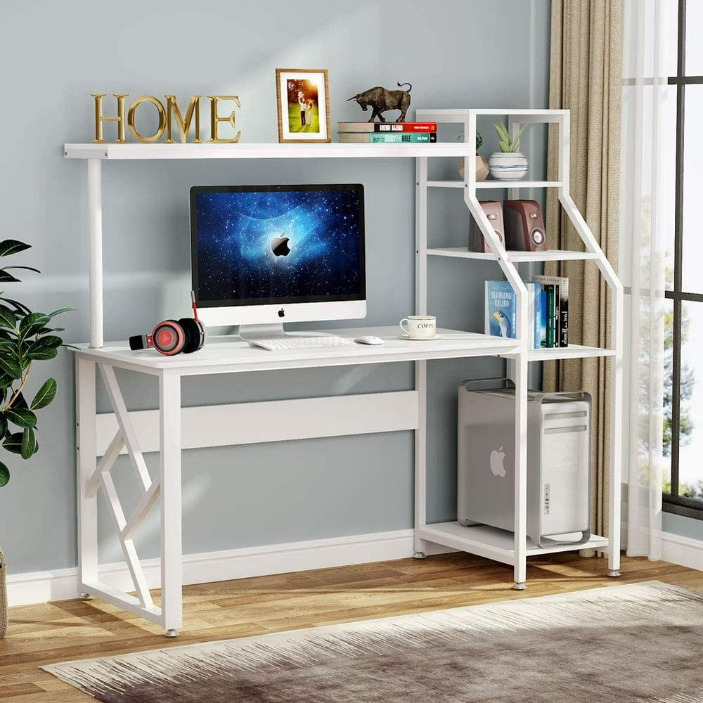 Tribesigns Computer Desk with 4-Tier Storage Shelves, 60 inch Large Modern Office Desk Computer ...