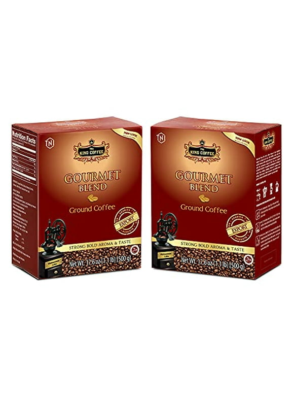 King Coffee Gourmet Blend Premium, Vietnamese Ground Coffee 500g (17.6 oz), Trung Nguyen International Coffee Arabica Robusta Roast, Strong, Bold Aroma & Taste, Pack of 2