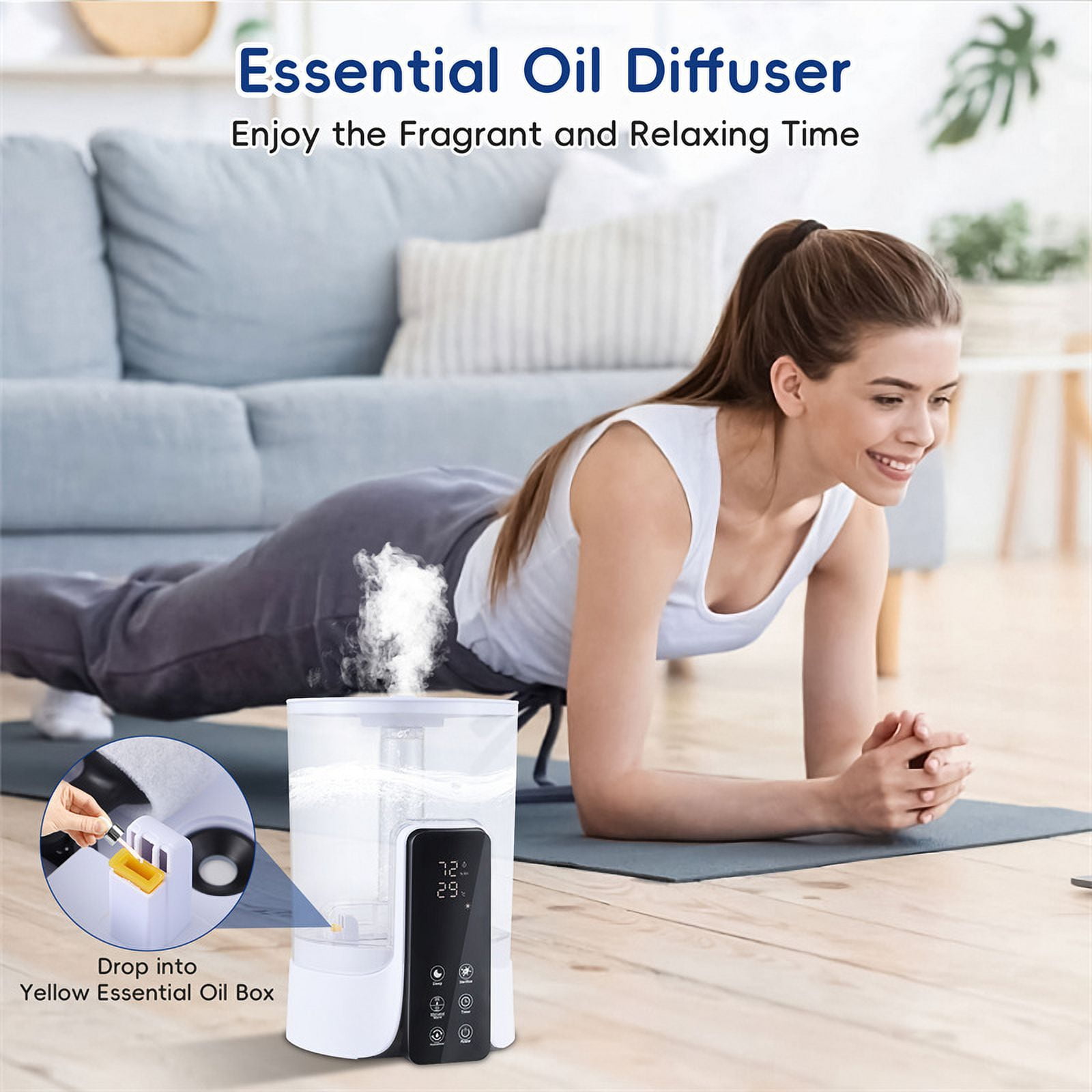6L Humidifier, Warm & Cool Mist Humidifier for Babies, Bedroom, Nursery, Home and Office, High Precision Humidity Sensor, Plants, Large Capacity