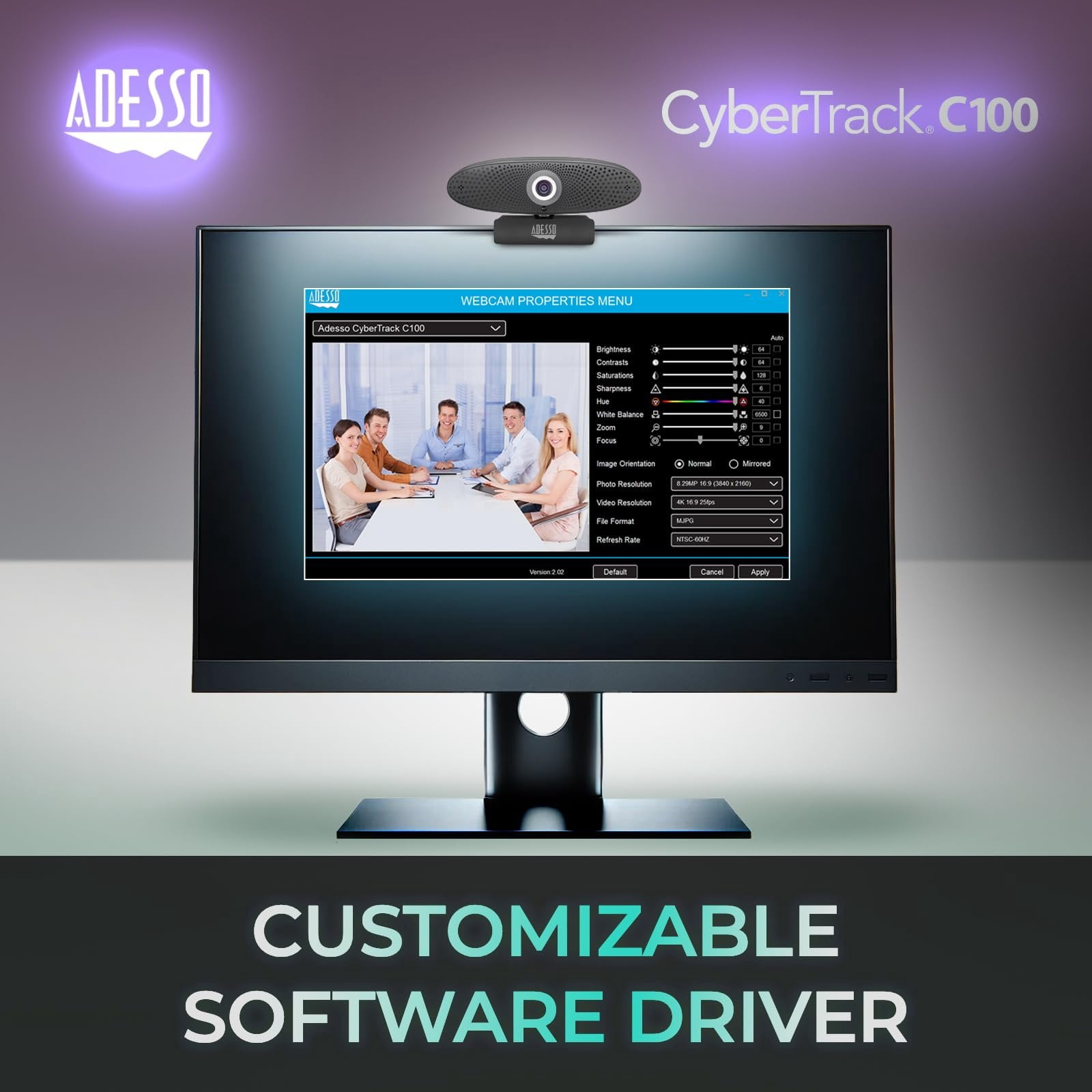 Adesso 4K Webcam for Conference and Meeting Room, PC and Laptop with Remote Control Ultra HD Boardroom Camera with 8MP CMOS Sensor, Adjustable View Angle, 4X Zoom, Clear Speaker, and Microphone