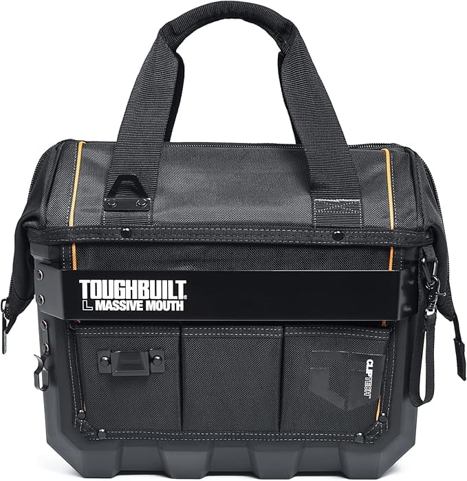 ToughBuilt ClipTech Series– 16" Massive Mouth Tool Bag, Heavy Duty Frame