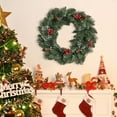 thumbnail image 2 of WMGHA Christmas Wreath with Red Bow and Pinecones, Artificial Holiday Front Door Decoration with Berries and Ornaments, PVC Greenery Winter Garland for Indoor Outdoor Use, 2 of 5