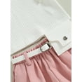 thumbnail image 6 of Bagilaanoe 2pcs Toddler Baby Girls Short Pants Set Flying Sleeves Ribbed Tank Tops + Shorts with Belt 9M 12M 18M 24M 3T 4T Kids Casual Summer Outfits, 6 of 8