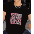 thumbnail image 1 of Medium Stretch Cotton Knit Fabric Women's Casual Crew Neck Horror Movie Print Graphic T-Shirt, 1 of 6