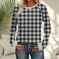 thumbnail image 2 of Christmas round-neck checked sweatershirts, printed long-sleeved tops, Fall and winter fashion outfits, 2 of 8