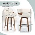 thumbnail image 3 of ClinQ Counter Height Swivel Bar Stools Set of 3, Linen Fabric Upholstered 360° Rotating Chairs with Walnut Legs and Metal Footrest, Beige, 3 of 6