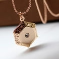 thumbnail image 3 of Hexagon Box Photo Locket Charm Colgante Collar Para Regalos De Cumpleaños De Navidad - Oro Yinane Collar colgante hexagonal, 3 of 7