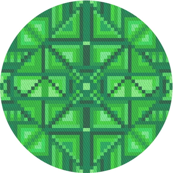 Ahgly Company Machine Washable Indoor Round Transitional Neon Green Area Rugs, 7' Round