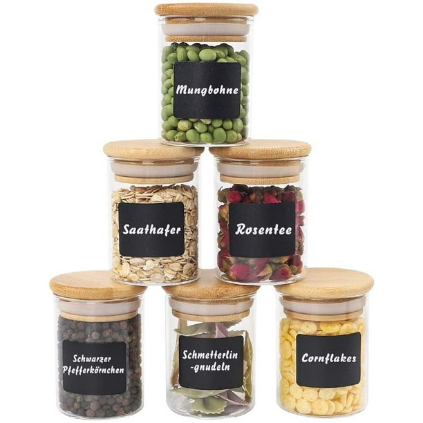 Glass Food Storage Jars Set of 12 120ml Glass Spice Jars with Airtight Bamboo Lid Small Food Storage Containers for Home Kitchen Tea Herbs Salt Coffee Grains Walmart