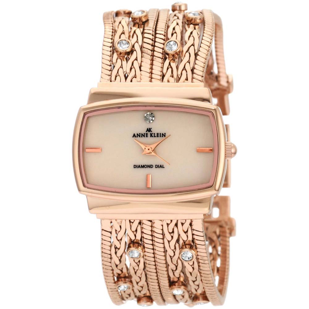 【Anne】 Anne Klein Women's 10-9270CMRG Mother of Pearl Dial Diamond