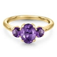 thumbnail image 3 of Gem Stone King 10K Yellow Gold Purple Amethyst Engagement Ring for Women | 1.65 Cttw | Oval 8X6MM | Gemstone February Birthstone | Size 7, 3 of 6