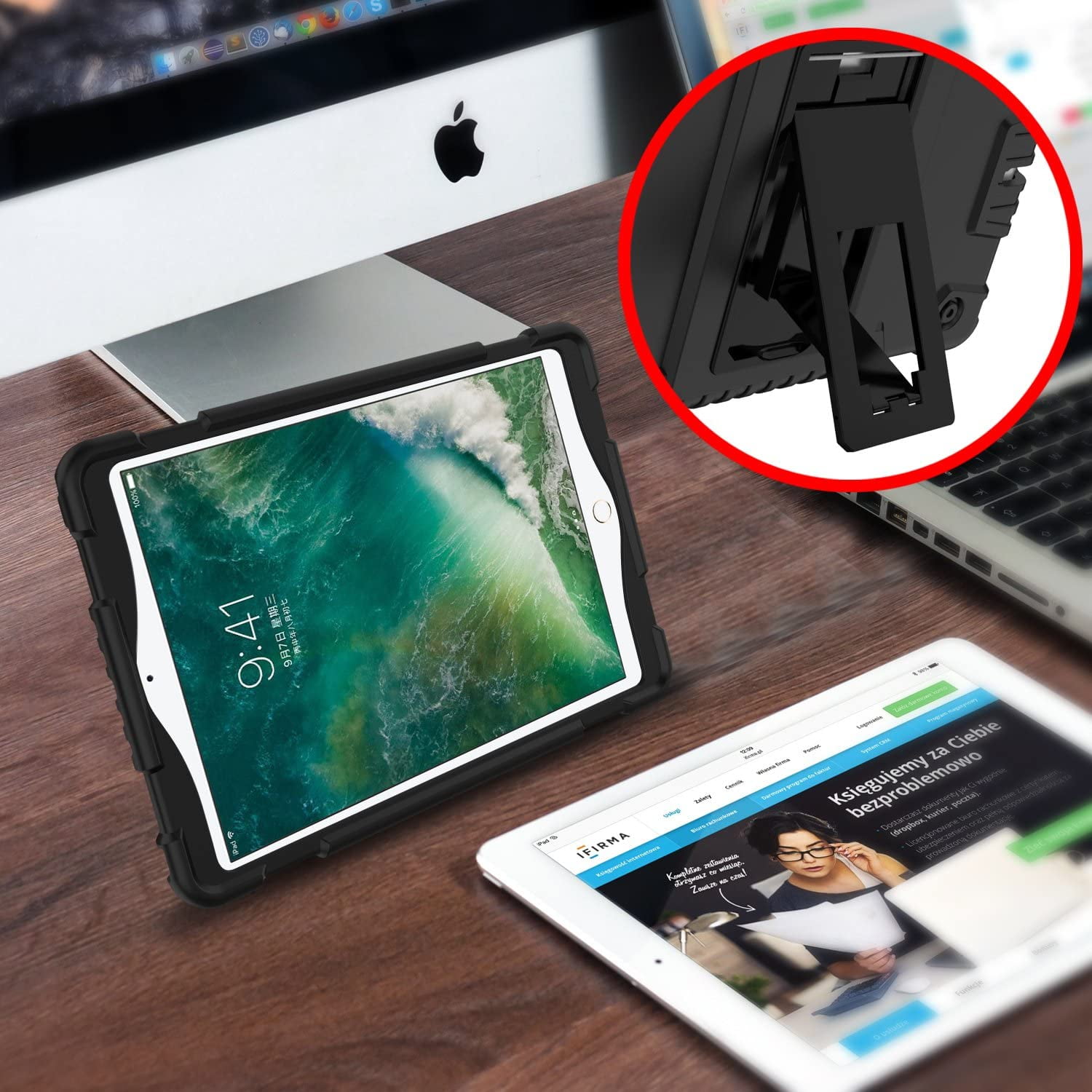 Feishell for iPad Pro 11 Case 2018 with Pencil Holder, Shockproof Rugged Kids Child Proof Rubber EVA Bumper Heavy Duty Case with Kickstand Protective Cover for Apple iPad Pro 11", Black