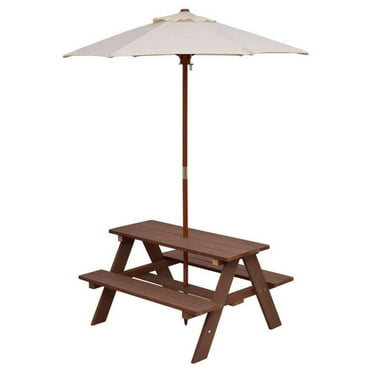 YYAo Kids Outdoor Picnic Table and Benches,Outdoor 4-Seat Kid's Picnic Table Bench with Umbrella