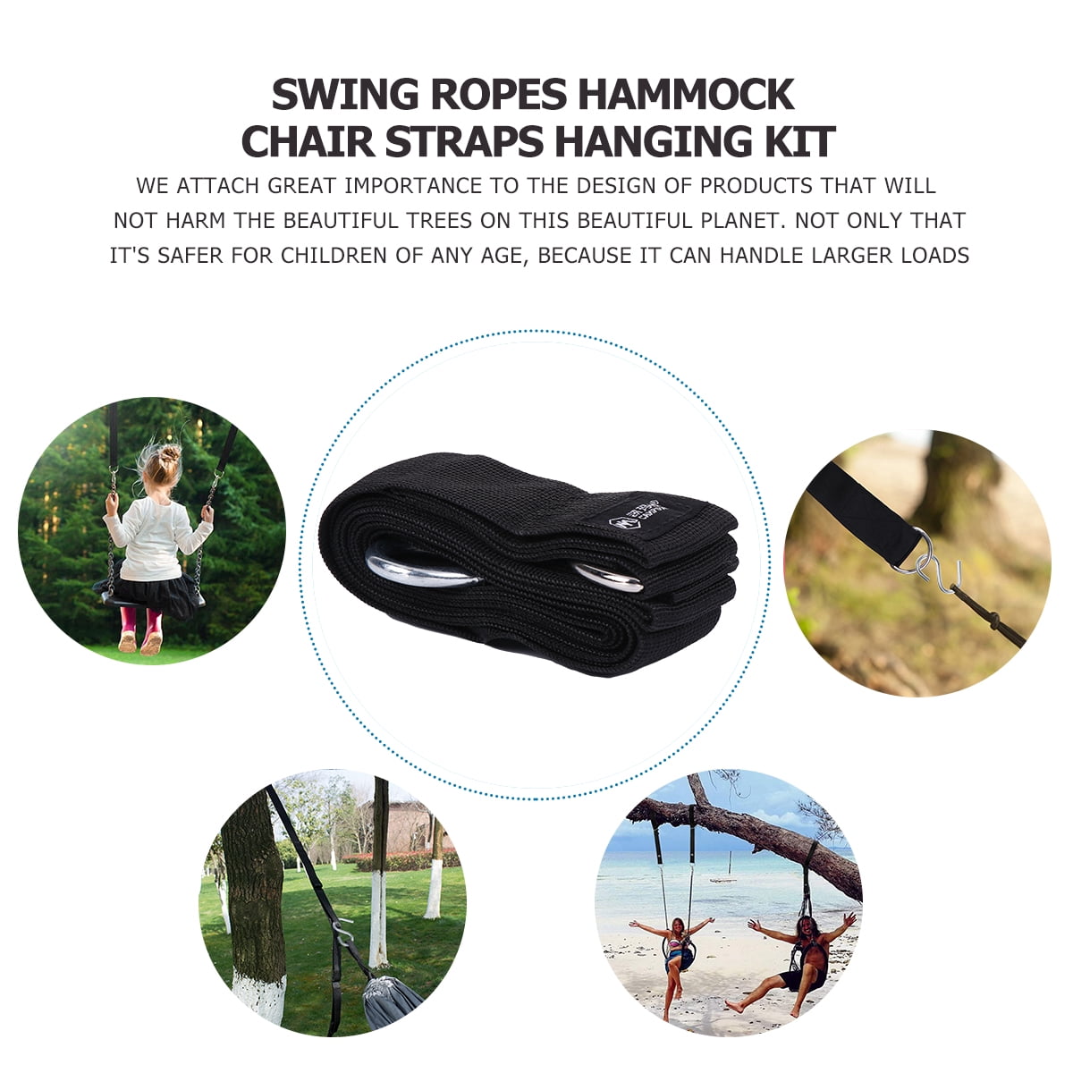 2 Pcs Swing Rope Hammock Straps for Trees Hanging Kit Suspend Accessories  Swings 