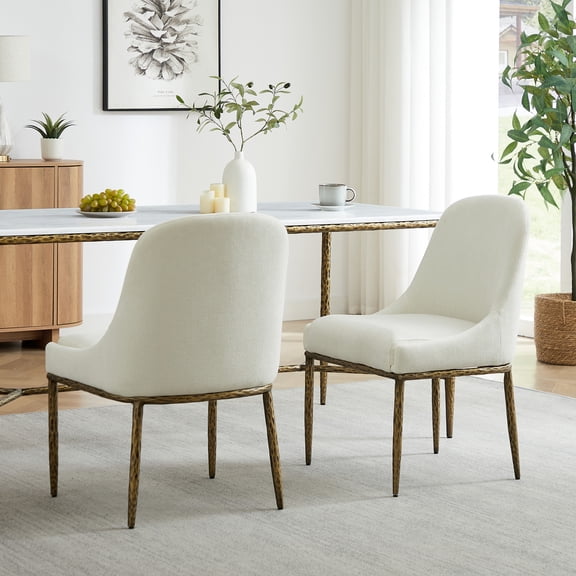 Christopher Knight Home Modern Upholstered Armless Dining Chairs with Metal Legs Set of 2, Forged Brass
