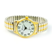 2Tone Medium Size Face Easy to Read Geneva Stretch Band Watch