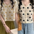 thumbnail image 4 of Yokua Knit Cardigan Top for Women French Style V-Neck Short Sleeve Crochet Floral Coat, 4 of 15