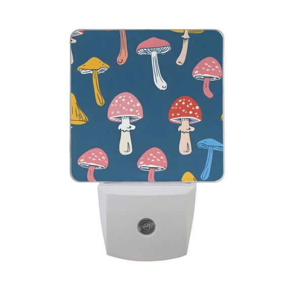 Cute Colorful Mushrooms Night Light 2 Pack LED Nightlight Plug into Wall Dusk to Dawn Sensor Soft White