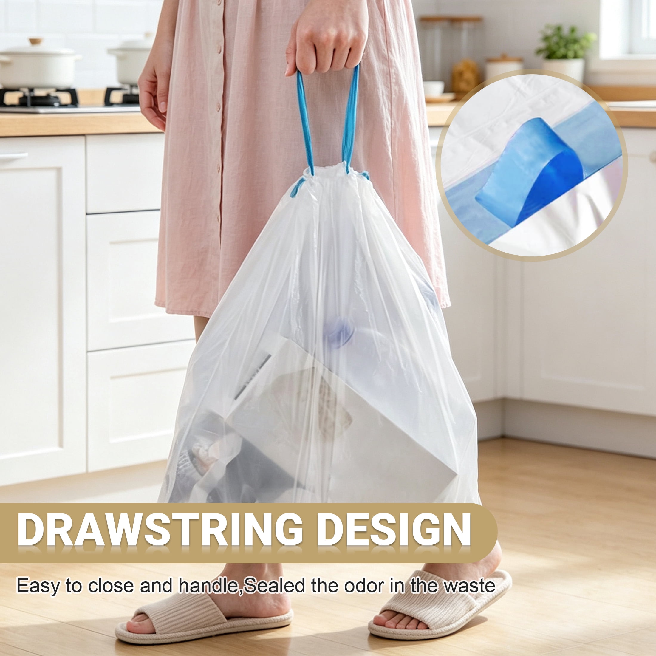 4 Gallon Drawstring Trash Bags, 160 Count Small Plastic Garbage Bags, Leak Proof Thick Disposable Trash Liners for Bathroom Kitchen Office Bedroom