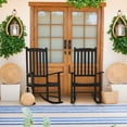 thumbnail image 7 of Vineego Patio Acacia Wood Ergonomic Single Rocking Chair for All-Weather Use, Black, 7 of 7