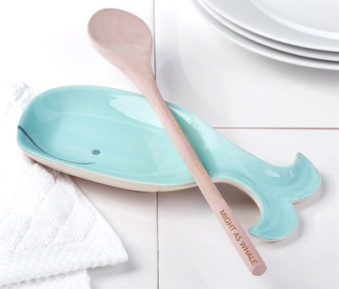 Blue Crab Spoon Rest, round aqua