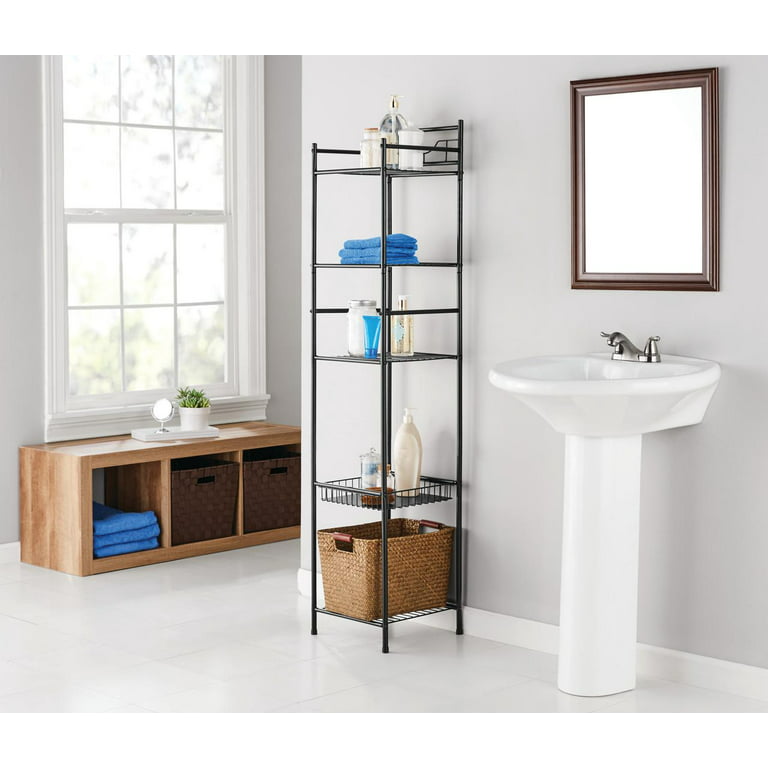 Organize It All Bronze 2-Tier Metal Freestanding Bathroom Shelf (25.25-in x  64.5-in x 10.25-in) in the Bathroom Shelves department at