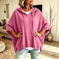 thumbnail image 5 of Sheghy Cute Hoodies for Women Women Drawstring Hooded Collar 3/4 Sleeve Solid Oversized Loose Ribbed Hem Knitted Sweater Top Pink XXXXL, 5 of 6