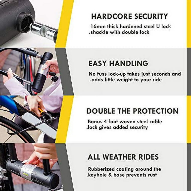 Sigtuna Folding Bike Lock - Hardened Steel 8mm Fold-Up Heavy Duty Bike Lock with Easy Mounting, Secure Lock and Anti-Scratch Coating - Easily Keep