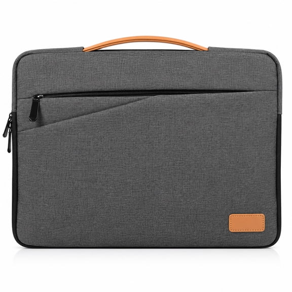13.3 Inch Laptop Sleeve Bag with Handle, Padded Protective Computer Case with Front Zipper Pocket, Slim Gray Laptop Carrying Bag for Work, School and Travel