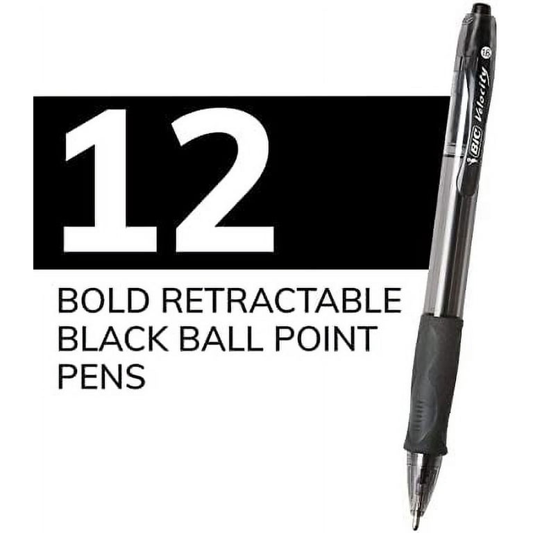 BIC Glide Bold Black Ballpoint Pens, Bold Point (1.6mm), 12-Count Pack,  Retractable Ballpoint Pens With Comfortable Full Grip 