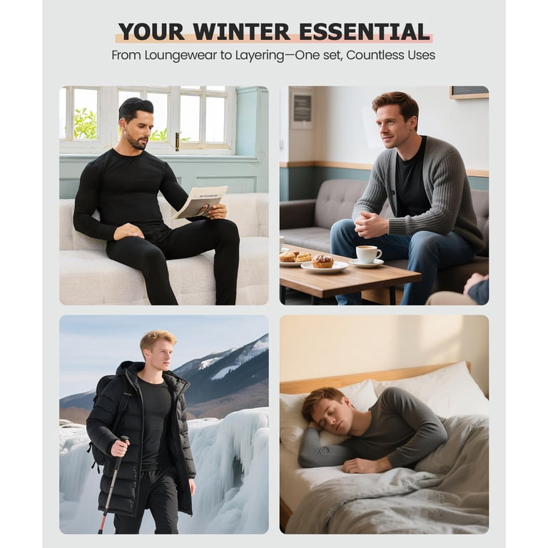DAKIMOE Men's Fleece-Lined Thermal Underwear Set photo 8
